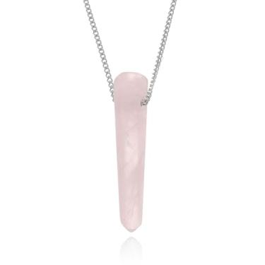 Imagem de Cordão Difusor Pessoal Quartzo Rosa Natural Aço Inox Unissex