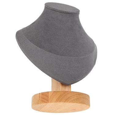 Imagem de Naroote Suporte de Exibição de Colar Elegante Suporte de Flanela para Loja de Varejo, Organizador de Economia de Espaço Claro para Bancadas de Vidro Doméstico Preto (Cinza)