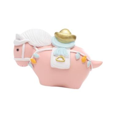 Imagem de Generic Escultura de mesa em resina com estatueta de cavalo, artesanato decorativo Feng Shui, mini estátua de cavalo em resina para mesa, quarto e sala de, Rosa