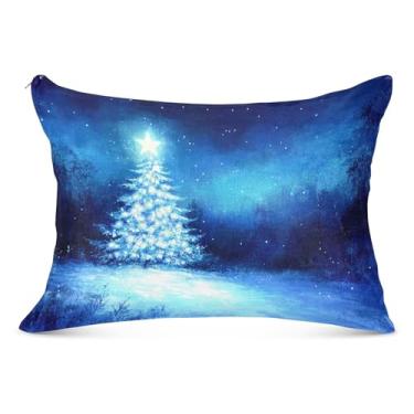 Imagem de Capa de almofada de árvore de Natal azul céu estrelado respirável 50,8 x 66 cm fronhas padrão fronha durável com zíper