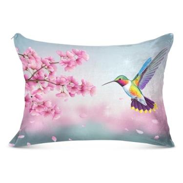 Imagem de Capa de almofada de flanela grande floral rosa pássaro desenho animado padrão longo padrão queen king travesseiro travesseiro macio cama, tamanho do corpo, 53 cm x 137 cm