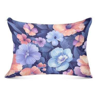 Imagem de Linda fronha decorativa de flores azuis com zíper padrão Queen King Size fronha fofa para sofá de cama de casa, tamanho king, 50,8 cm x 101,6 cm
