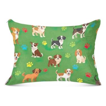 Imagem de Capas de almofada decorativas grandes coloridas para cães fofos de flanela para travesseiro padrão Queen King Presentes decoração de cama, tamanho do corpo, 53 cm x 137 cm