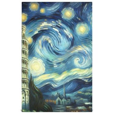 Imagem de Conjunto de toalhas de prato com estampa animal, decoração de cozinha, torre, noite estrelada, toalhas de chá fofas, pano de limpeza absorvente 45 x 71 cm, pacote com 6