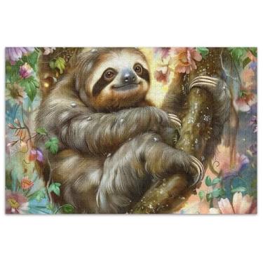 Imagem de Quebra-cabeça com flores de preguiça floral, 500 peças, presentes de festa de elefante branco para adultos, presentes exclusivos e florais coloridos