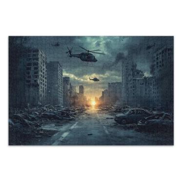 Imagem de Quebra-cabeças de paisagem urbana apocalíptica para adultos com letras nas costas quebra-cabeças para adultos 1000 peças