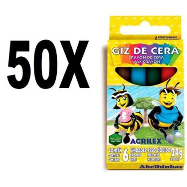 Imagem de Giz De Cera 6 Cores 24g Acrilex Kit com 50 Caixas