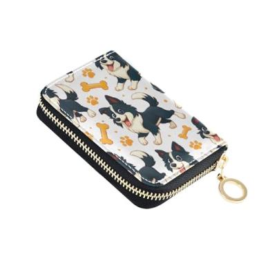Imagem de Carteira feminina pequena com bloqueio de RFID, carteira de cartão de crédito, linda carteira de viagem com zíper e estampa de cachorro Collie