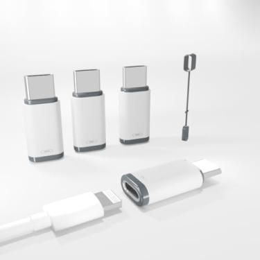 Imagem de NIMFLO Pacote com 4 adaptadores Lightning para USB-C, para iPhone 15 Pro Max/15 Pro/15 e iPad, carregamento rápido e sincronização de dados compatíveis