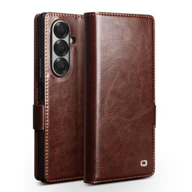 Imagem de LYJSMGZ Capa de couro genuíno para Samsung Z Fold 7, bordas levantadas com fecho magnético para câmera à prova de choque minimalista slim fit 360° capa protetora de corpo inteiro, marrom, Z Fold 7