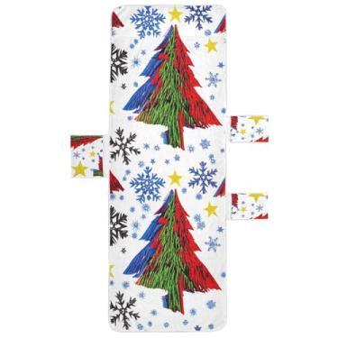 Imagem de Árvore de Natal colorida flocos de neve capa de espreguiçadeira toalhas de cadeira de praia capas de cadeira com bolsos gramado espreguiçadeira de praia 85 x 76 centímetros