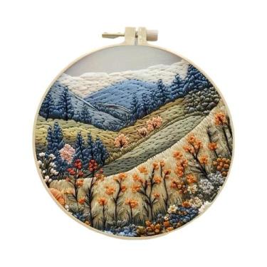 Imagem de Kit De Bordado À Mão Para Iniciantes Cores Mistas Paisagem De Montanha