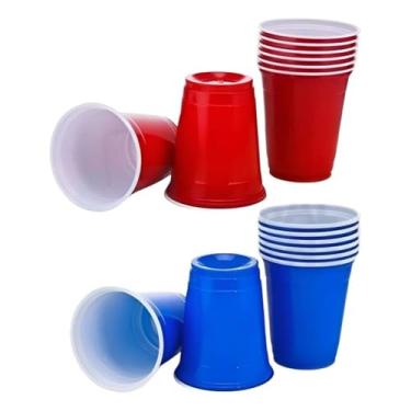 Imagem de Copos Festa 440ml Para Bebida Beer Pong Aniversário Formatura Envio jâ Envio jâ Envio jâ para Bebidas Aniversário Churrasco Formatura Eventos e Open Bar(25Azul/25/Vermelho,Kit 50)