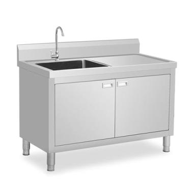 Imagem de Armário independente sob a pia, pia de água profunda, pia comercial independente, pia externa independente, armazenamento de grande capacidade com pia de aço inoxidável de mesa de operação (100 cm, )