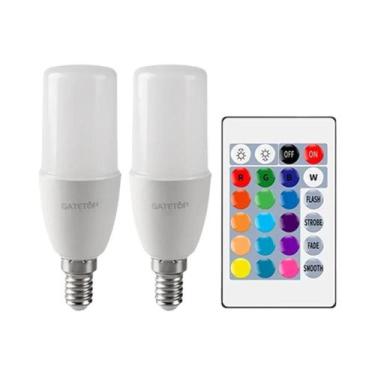 Imagem de Lâmpada LED RGB Com Controle Remoto, 16 Cores, Regulável, 6W, E14, 24 