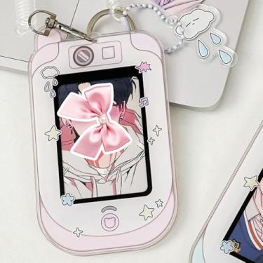 Imagem de Porta-crachá de identificação de nuvem fofo com bobina de pulso e chaveiro, porta-cartões de foto de acrílico à prova d'água para escritório, acessórios de professores (rosa)