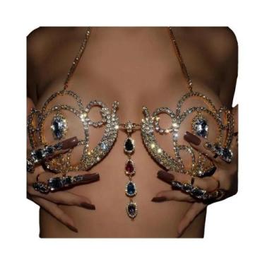 Imagem de Top De Biquíni Feminino Com Strass Sexy Para Praia, Suporte De Peito E