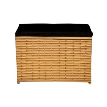 Imagem de Puff Baú Organizador 80 Litros Assento Suede Fibra Sintética Quarto Decorativo(CAPPUCCINO/MARROM) (CAPPUCCINO PRETO)