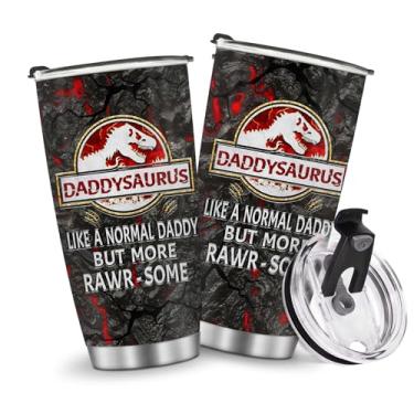 Imagem de Copos isolados caneca de café copo dinossauros viagem garrafa de água homens meninos crianças presentes para Natal, aniversário, dia das crianças, presente de aniversário 590 ml, gelado quente e frio