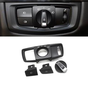 Imagem de Goodithy Tampa do botão do interruptor de controle do farol do painel frontal, botão de luz de nevoeiro, interruptor de cabeça rotativa, painel de substituição para BMW X5/X6/2 Series F15 F16 F85 F86