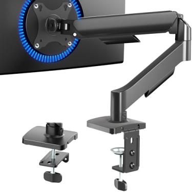 Imagem de VIVO Braço de monitor ajustável com altura – Suporte de mesa de contrapeso único para telas de até 27 polegadas, suporte VESA universal pneumático preto totalmente articulado STAND-V001O