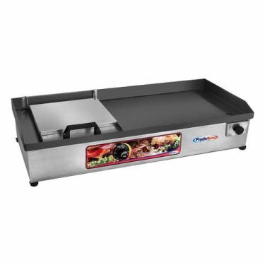 Imagem de Chapa Chapeira Eletrica  De Lanches Porções Hot Dog Hamburguer 70X30cm