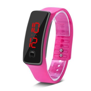 Imagem de Generic Relógio Esportivo Digital LED Pulseira de Silicone Display Eletrônico de 12 Horas para Entusiastas de Fitness Em Corrida Ao Ar Livre Preto (Rosado)