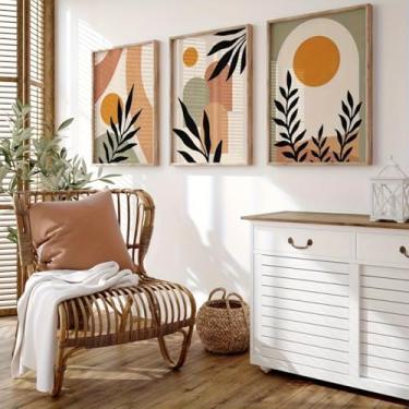 Imagem de Conjunto de arte de parede em tela sem moldura, estampas geométricas geométricas modernas minimalistas, decoração de parede de corredor de sala de estar para quarto (Observação: sem moldura), 30 x 45