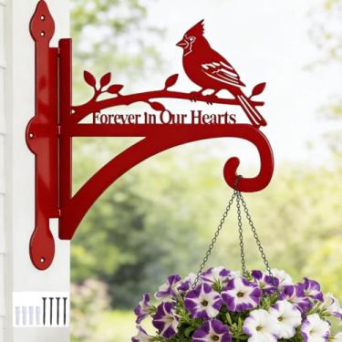 Imagem de Ammzus Cardinal Memorial Plant Gancho para pendurar plantas internas ao ar livre, lanternas, alimentadores de pássaros, sinos de vento - Suporte de parede de metal resistente à ferrugem de 21 x 25 cm