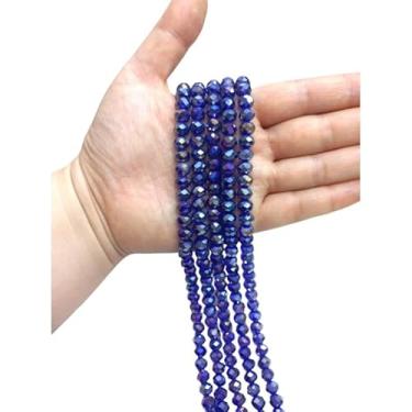 Imagem de Fio de Cristal Achatado 8mm com Furo para Bijuterias e Artesanato – Kit 5 Fios de Contas de Vidro Coloridas (Azul Bic Transparente Boreal)