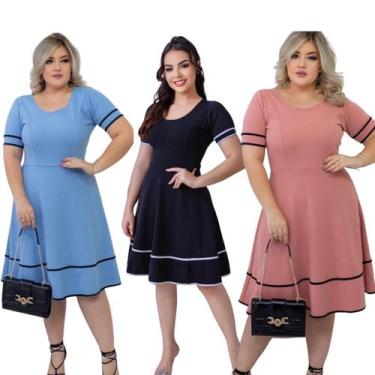 Imagem de Kit 3 Vestidos Moda Evangélica Mulher Virtuosa Oferta, M, Preto azul b