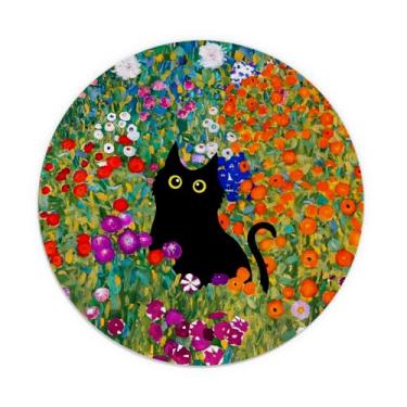 Imagem de TFKFJLF Tapete de rato floral de gato preto para mesa, tapete de rato kawaii fofo, decoração de escritório feminino, tapete de viagem para computador portátil sem fio, acessórios de mesa de escritório