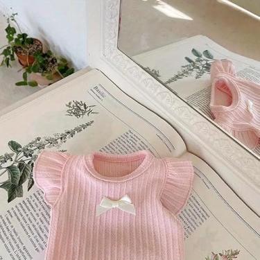 Imagem de Adorável colete de cachorro com laço delicado roupas de verão roupas para animais de estimação duas pernas roupas para gatos regata respirável (rosa, grande)