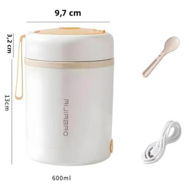 Imagem de Marmita Elétrica Portátil USB De Aço Inoxidável 600ML Para Aquecer Ali