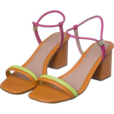 Imagem de Sandália Feminina  Salto Grosso Preta  Social Confortável  j02 Salto 7