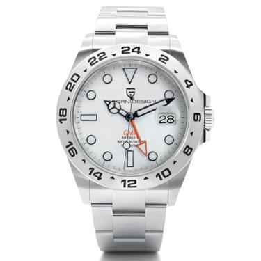 Imagem de CEYADG Pagani Design Relógios masculinos mecânicos automáticos GMT 42 mm esporte impermeável aço inoxidável safira vidro relógio de pulso, Branco, Clássico