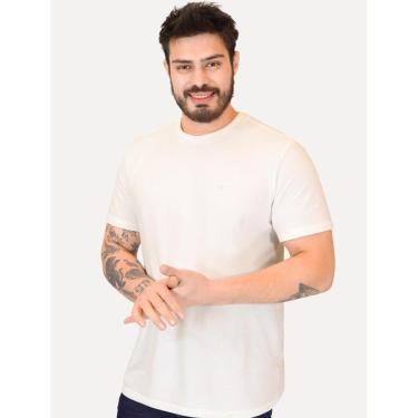 Imagem de Camiseta Calvin Klein Jeans Masculina Gola Dupla CK Logo Off White-Masculino