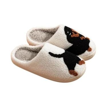 Imagem de Chinelos De Inverno Femininos De Pelúcia, Confortáveis E Quentes, Com 