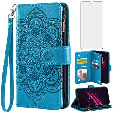 Imagem de Asuwish Capa de telefone para T-Mobile Revvl 6 Pro/6X Pro 5G capa carteira com protetor de tela de vidro temperado e porta-cartão flip flor celular Tmobile Revel X Tmo Revell T Mobile Rebel TCL