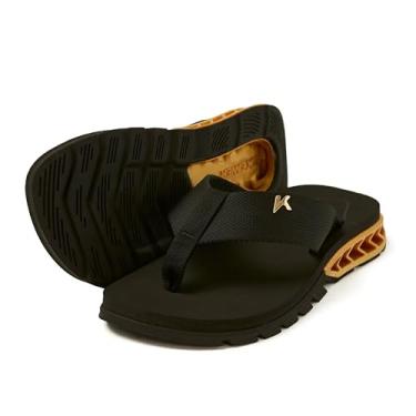 Imagem de Kenner Chinelo Sandália Masculino Rakka Extramacio, Preto, Solado Megatratorado, Palmilha Macia (Preto/Dourado, BR, Adulto, Numérico, 40)