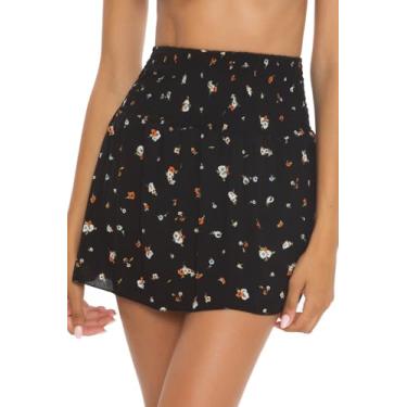 Imagem de ISABELLA ROSE Tulla saia franzida, casual, saída de praia para mulheres, Preto, P