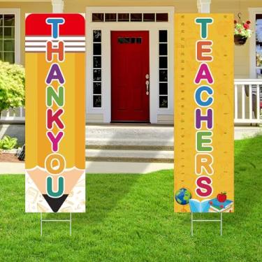 Imagem de Yoirrat 2 Peças De Decoração Agradecimento Aos Professores, Placa Jardim, Placas Gramado, Formatura Para O Dia Dos Festa 35,4 Pol.