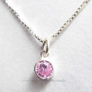 Imagem de Colar e Pingente Prata 925 Pedra Turmalina Rosa Zircônia - CristaisdeC