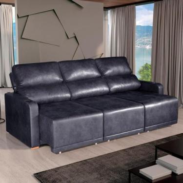 Imagem de Sofá 4 Lugares 2,50m Retrátil e Reclinável Lyon Bom Pastor, Preto Velu