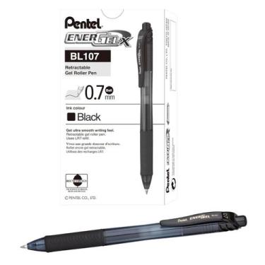 Imagem de Caneta Gel Energel X RT Pentel 0.7 mm Retrátil Preto Kit 10 UN