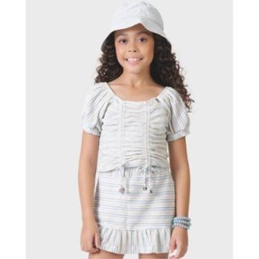 Imagem de Conjunto menina fresquinhoverão elegante leve casual estiloso - Azul e Rosa - Menina 4 a 14 anos-Feminino