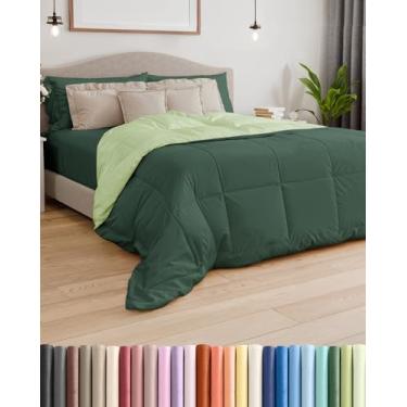 Imagem de King Size, Esmeralda e Sálvia reversível – quente, leve – Conjunto de cama respirável de qualidade de hotel – Edredom de microfibra refrescante para todas as estações