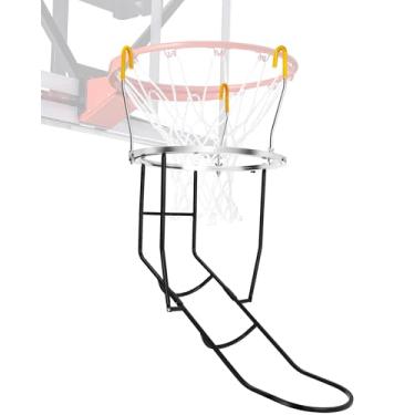 Imagem de Rebote atualizado para treinador de basquete, acessório de retorno de basquete resistente com calha rotativa de 360°, auxílio de treinamento de retorno de bola portátil serve para aros de argola
