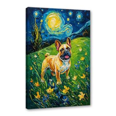 Imagem de Pôster colorido abstrato Van-Gogh com pintura a óleo floral noite estrelada impressão de animais engraçados para casa de fazenda e decoração de sala de estar (SKU20,16x60 cm), emoldurado (tela