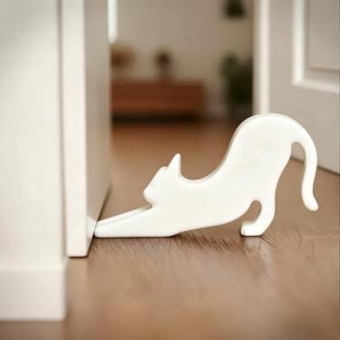 Imagem de Batente de porta criativo para gatos (branco) - Silhueta elegante decorativa cunha de porta - impressa em 3D